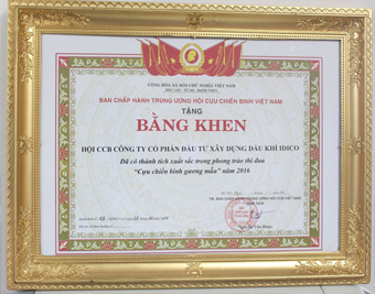 Hội Cựu Chiến Binh IDICO-CONAC đón nhận bằng khen của Trung ương Hội Cựu Chiến Binh Việt Nam