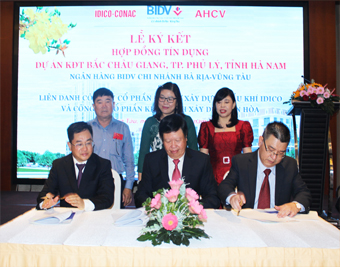 BIDV Bà Rịa – Vũng Tàu ký kết Hợp đồng tín dụng tài trợ Dự án đầu tư khu TTTM dịch vụ kết hợp nhà ở KĐT Bắc Châu Giang do liên doanh IDICO-CONAC và AHCV làm chủ đầu tư